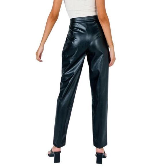Princess Polly Love Club Black Pleated Faux Leather Pants High Rise Size 6 - Picture 3 of 11